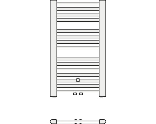 Radiateur de salle de bain KERMI Basic-C 1793 x 520 mm noir raccordement central en bas E001M180075AXXK