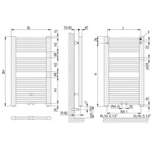 Radiateur de salle de bain KERMI Basic-C 1793 x 520 mm noir raccordement central en bas E001M180075AXXK