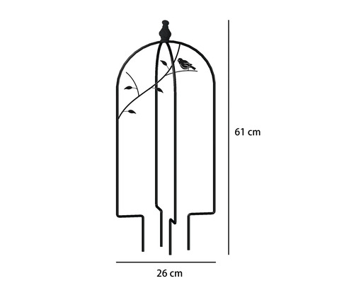 Treillis pour pot Lafiora oiseau 26 x 61 cm noir