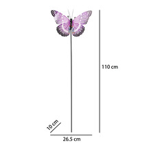 Pique de jardin Lafiora papillon en métal 26,5 x 10 x 110 cm violet