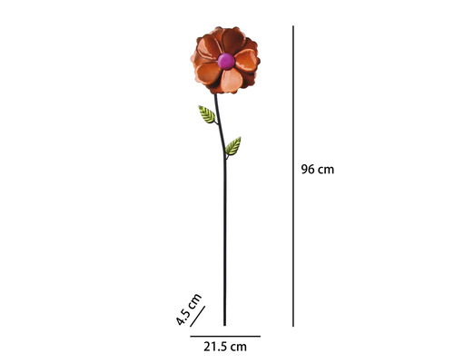 Tuteur de jardin moulin à vent Lafiora Dahlid mètal h 96 cm rouge