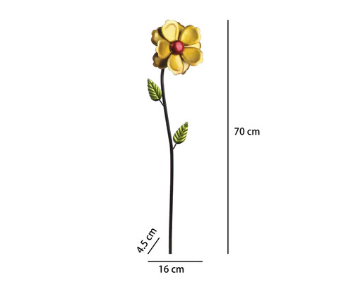 Tuteur de jardin moulin à vent Lafiora Dahlid mètal h 70 cm jaune