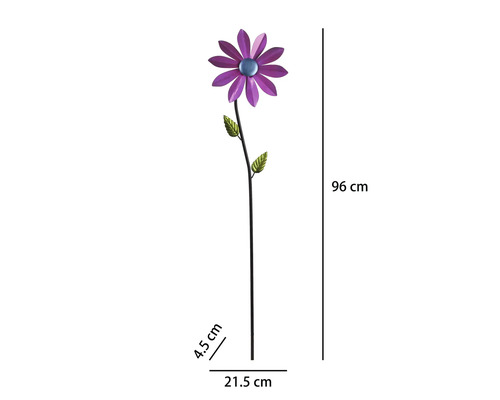 Tuteur de jardin moulin à vent Lafiora tournesol mètal h 96 cm violet