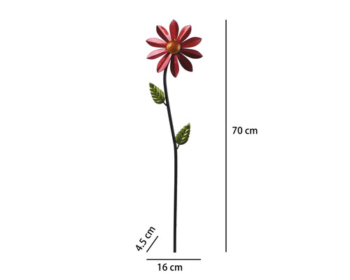 Gartenstecker Windrad Lafiora Sonnenblume Metall H 70 cm rot