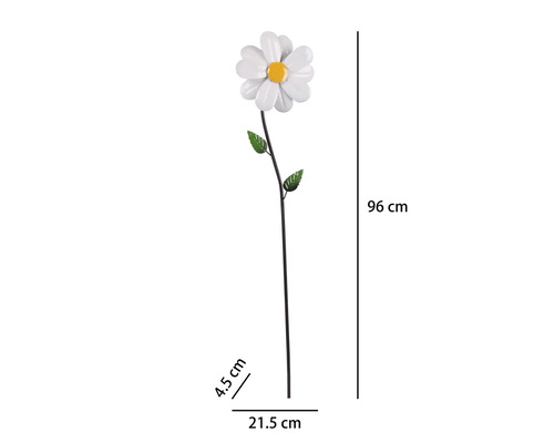 Tuteur de jardin moulin à vent Lafiora fleur mètal h 96 cm blanc