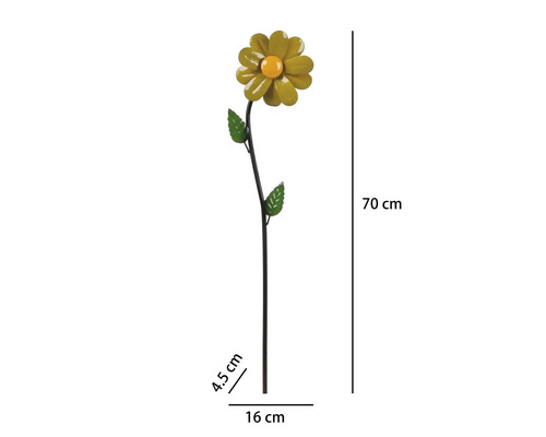 Gartenstecker Windrad Lafiora Blume Metall H 70 cm gelb