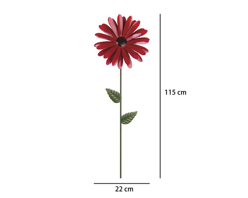Tuteur de jardin fleur Lafiora métal h 115 cm rouge