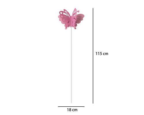 Tuteur de jardin papillon Lafiora métal h 115 cm rose