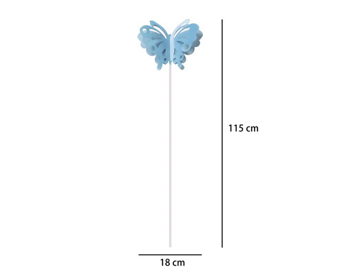 Tuteur de jardin papillon Lafiora métal h 115 cm bleu