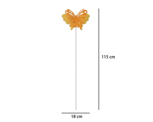 Tuteur de jardin papillon Lafiora métal h 115 cm orange