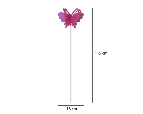 Tuteur de jardin papillon Lafiora métal h 115 cm rose vif