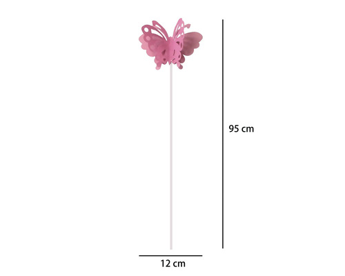 Tuteur de jardin papillon Lafiora métal h 95 cm rose