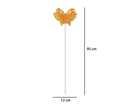 Tuteur de jardin papillon Lafiora métal h 95 cm jaune