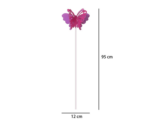 Tuteur de jardin papillon Lafiora métal h 95 cm rose vif