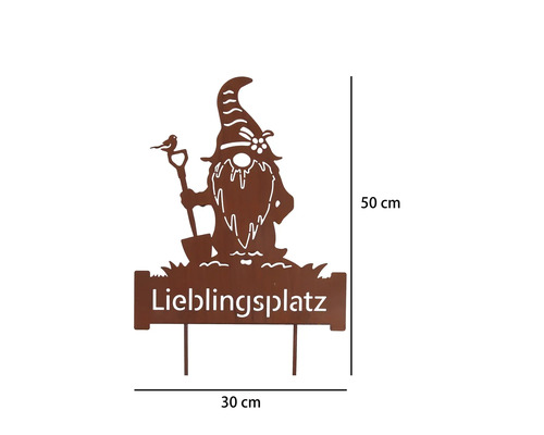 Tuteur de jardin Lafiora lieu préféré métal h 50 cm rouille