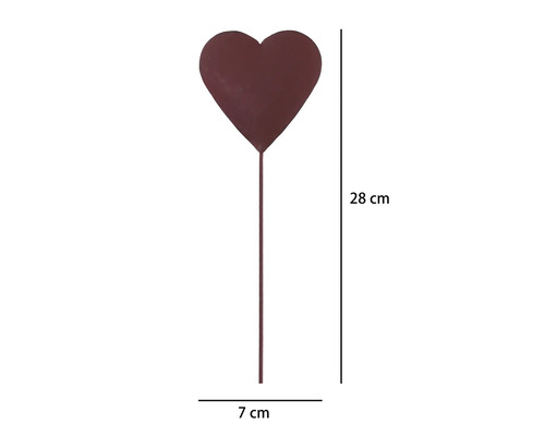 Tuteur de jardin cœur Lafiora 28 cm métal rouge