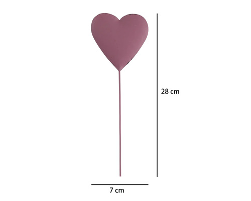 Tuteur de jardin cœur Lafiora 28 cm métal rose vif
