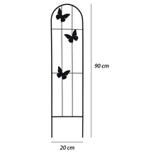 Support pour plantes grimpantes en métal avec décor de papillons, forme d'arche, hauteur 90 centimètres, largeur 20 centimètres.