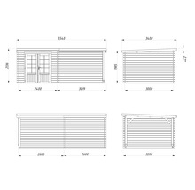 Abri de jardin Palmako Ella 6,9+8,2 m² 554 x 340 cm gris foncé-blanc
