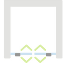 Symbole pour porte battante double s'ouvrant dans les deux sens.
