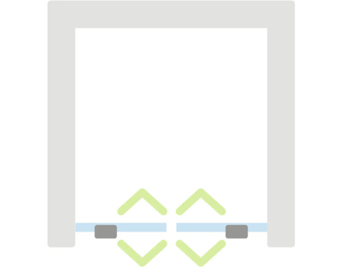 Symbole pour porte battante double s'ouvrant dans les deux sens.