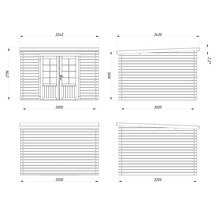 Abri de jardin Palmako Ella 8,7 m² 323 x 340 cm gris clair-blanc