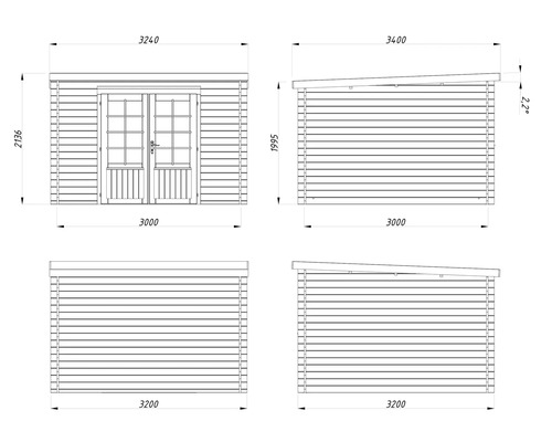Gartenhaus Palmako Ella 8,7 m² 323 x 340 cm dunkelgrau-weiß