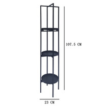 Etagere a plantes en metal avec trois tablettes rondes, hauteur 107,5 centimetres et largeur 23 centimetres
