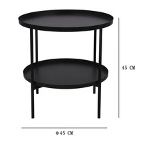 Table d appoint ronde en métal avec deux étagères, diamètre 45 centimètres, hauteur 45 centimètres.