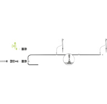 Installationsschema für eine Gartenbewässerungsanlage mit Wasserhahnanschluss und Regnern.
