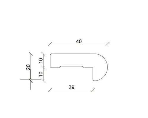 Dessin technique d un profilé de nez de marche avec dimensions en millimètres.