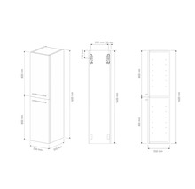 Dessin technique d'une armoire haute avec cotes, hauteur totale 1600 millimètres, largeur et profondeur 350 millimètres.