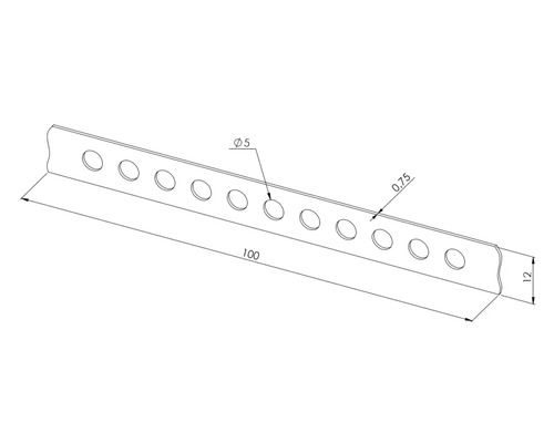Lochband aus Metall mit 5 Millimeter Lochdurchmesser und 12 Millimeter Breite zur Befestigung