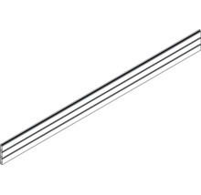 Eine lange Aluminiumprofilleiste mit drei parallel verlaufenden Nutkanälen für den Konstruktionsbau.