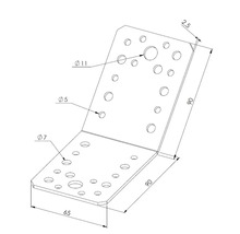 Winkelverbinder aus Stahl mit 2,5 Millimeter Materialstärke und verschiedenen Lochdurchmessern für Holzverbindungen
