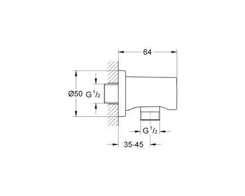 Schéma technique d''un raccord de robinet avec indications de dimensions
