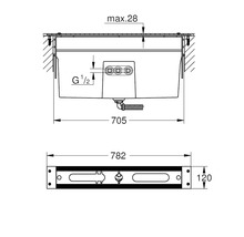 Schéma technique d''un lavabo avec dimensions