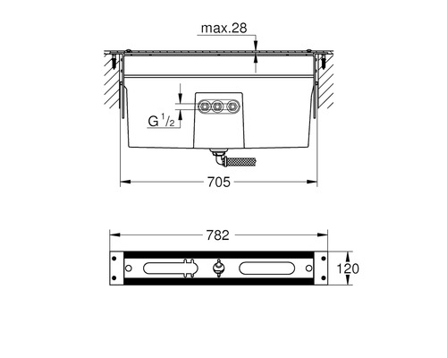 Schéma technique d''un lavabo avec dimensions