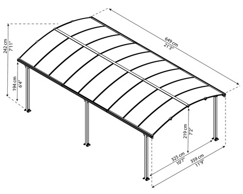 Image d''un carport avec des dimensions