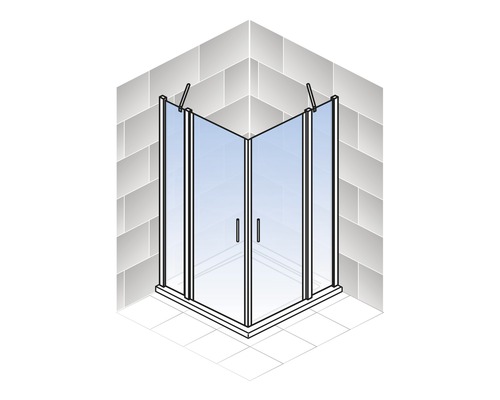 Eckdusche mit zwei Türen