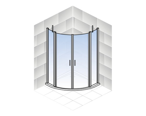 Cabine de douche d''angle avec portes en verre dans une salle de bain