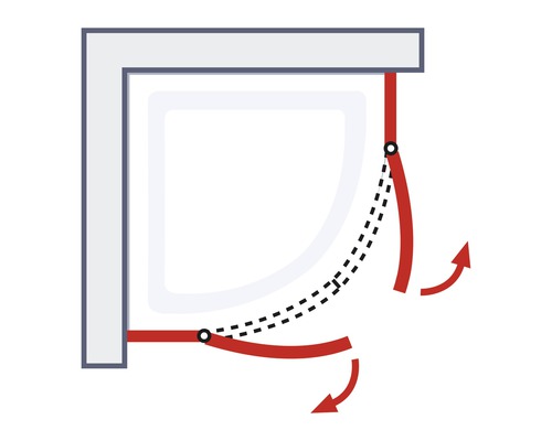 Animation d''une paroi de douche pivotante