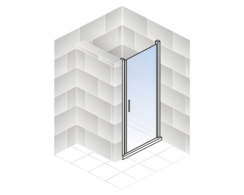 Douche d''angle avec porte en verre dans une salle de bain