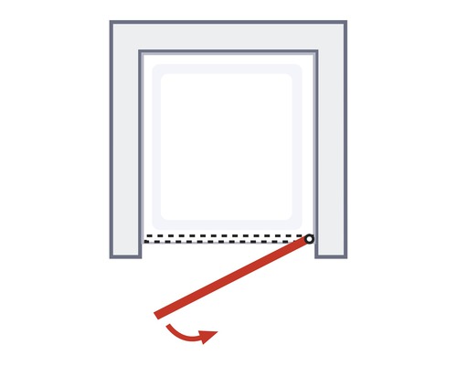 Représentation d''une porte de garage avec ressort de traction latéral et mouvement rotatif.