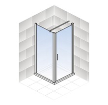 Duschtür mit Seitenwand mit Drehtür SCHULTE Alexa Style 2.0 ExpressPlus 80 x 80 cm Profil aluminium Glasdekor Depoli Light schmutzabweisende Glasbeschichtung inkl. Duschwanne