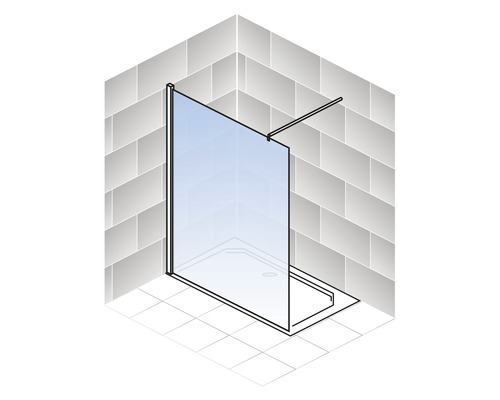 Cabine de douche avec paroi en verre et receveur de douche dans la salle de bain.