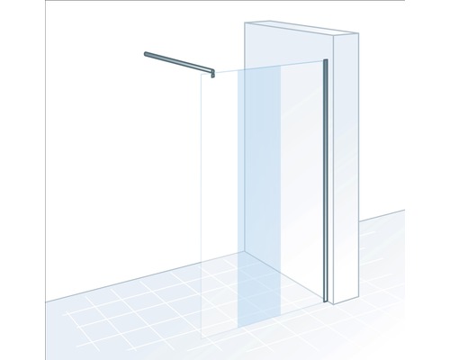 Paroi de douche en verre avec barre de maintien pour la stabilisation