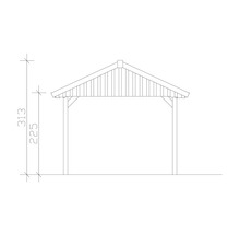 Carport simple SKAN HOLZ Wallgau avec bardeaux rouges et ancrage pour poteaux H 380 x 500 cm imprégné-thumb-2