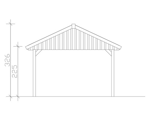 Dessin technique d''un carport avec indication de la hauteur
