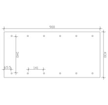 Carport simple SKAN HOLZ Wallgau avec lattis et ancrage pour poteaux H 430 x 900 cm imprégné